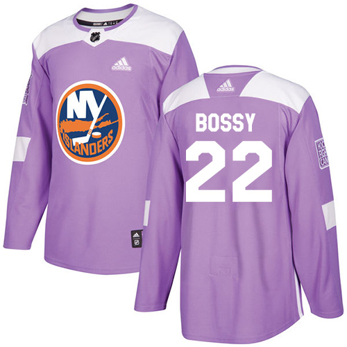 Adidas Islanders #22 Mike Bossy Purple Authentic Fights Cancer Stitched NHL Jersey - Click Image to Close